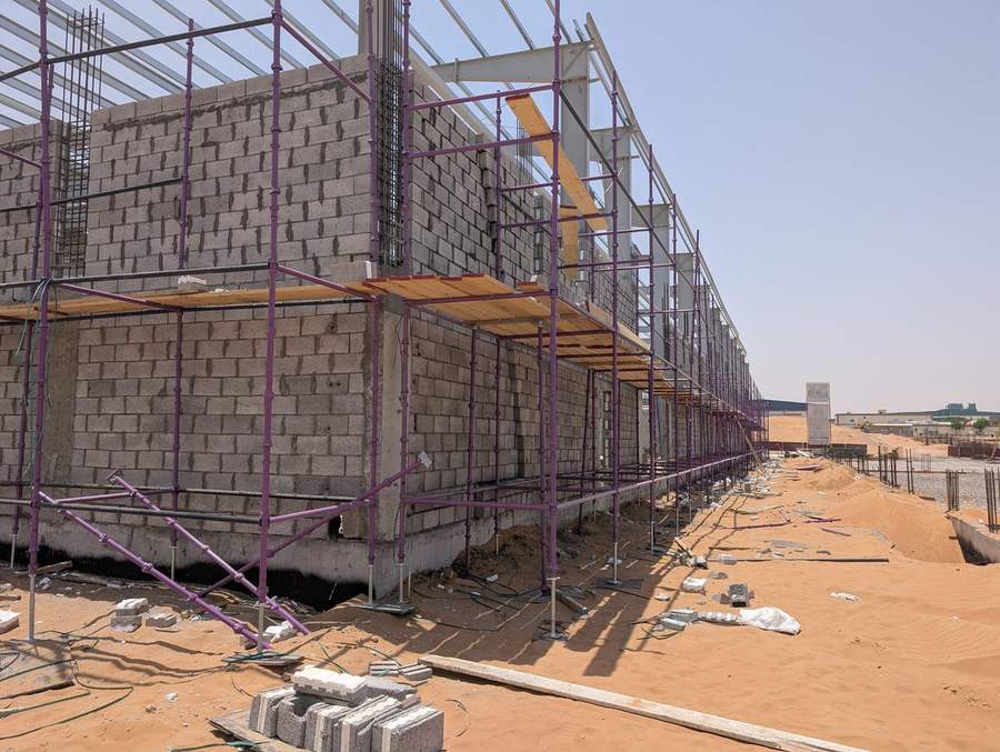 Scaffolding erected on a construction site in UAE ready for inspection